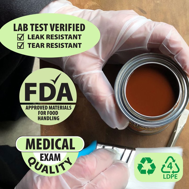 Protospheric Disposable Gloves - Stretch Poly Tough Cleaning Gloves - Non Latex - Clear Nitrile, Vinyl, Latex and Powder Free