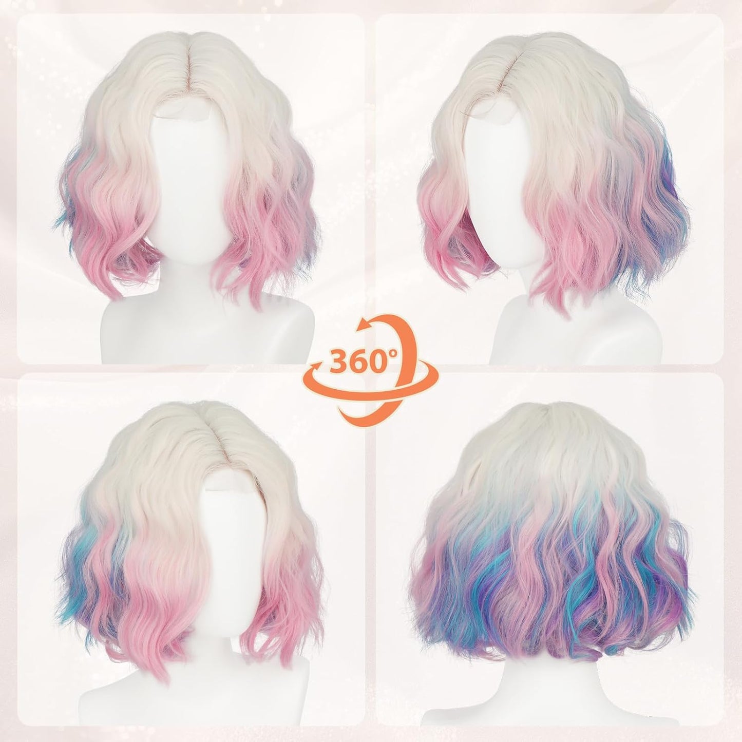 Blonde Bob Wig for Women - Lace Front Short Soft Wavy Curly Synthetic Hair | 11 Inch Natural Look