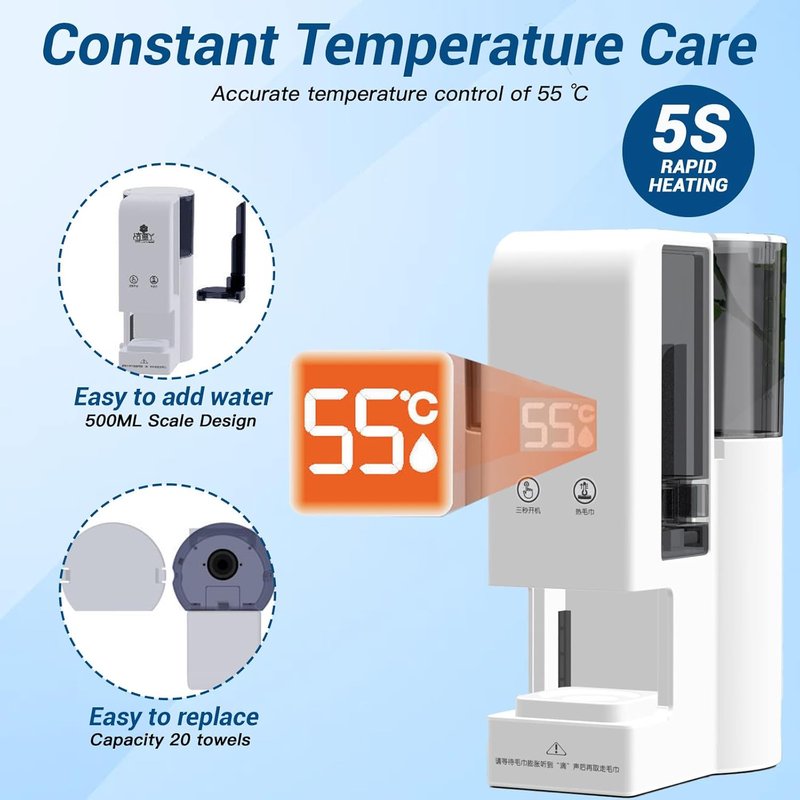 Automatic Hot Face Towel Dispenser - 5-Second Heating Portable Towel Warmer | Includes 60 Compressed Towels