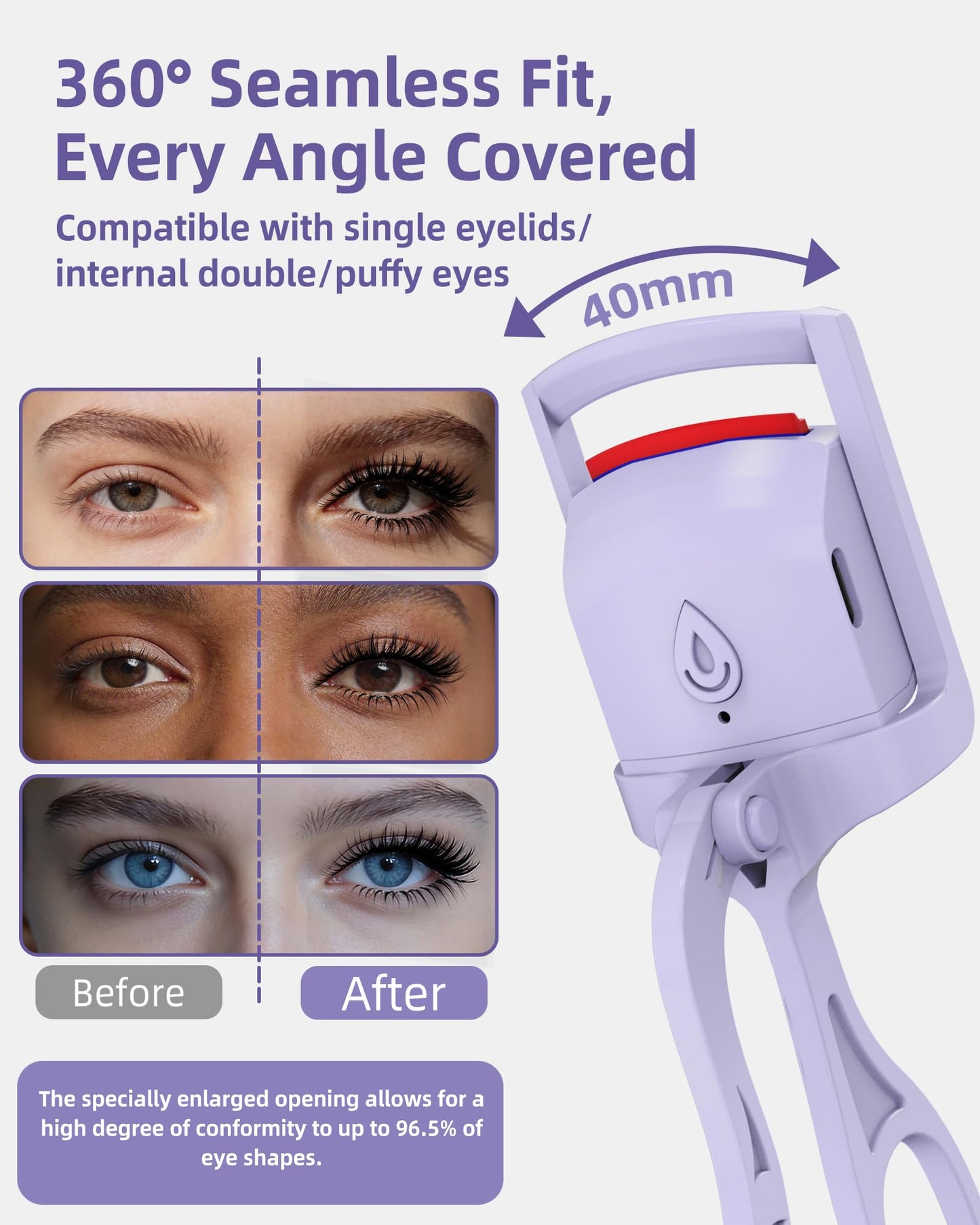 HOTRYEE Heated Eyelash Curler, 5S Fast Heating Electric Eyelash Curler