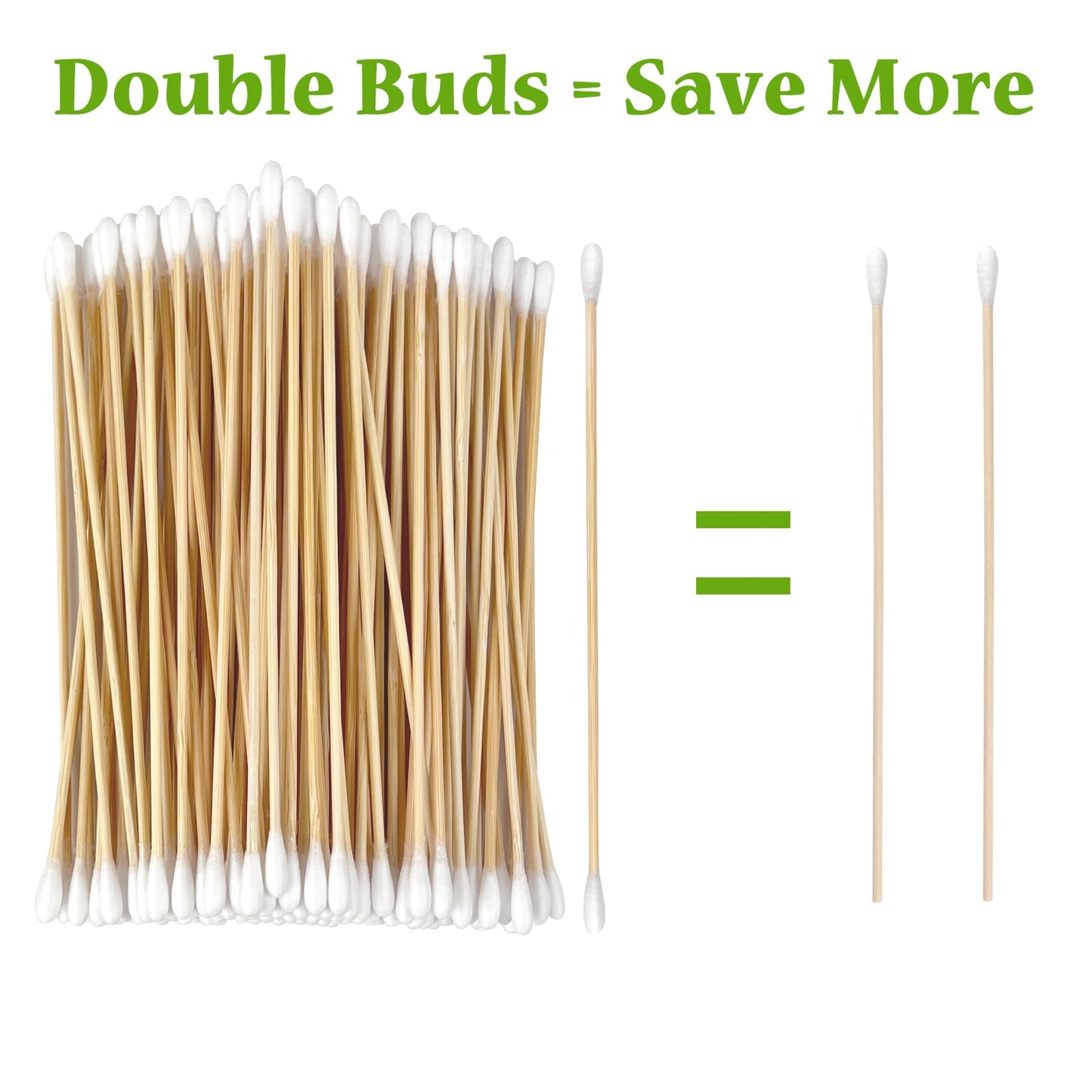 Garrelett 400 Tips 200ct 6 Inch Double-Ended Long Cotton Swab with Strong Bamboo Sticks, Disposable Double Round Cotton Tipped Applicators for Pet Care, Cleaning, Makeup, and Gun Maintenance