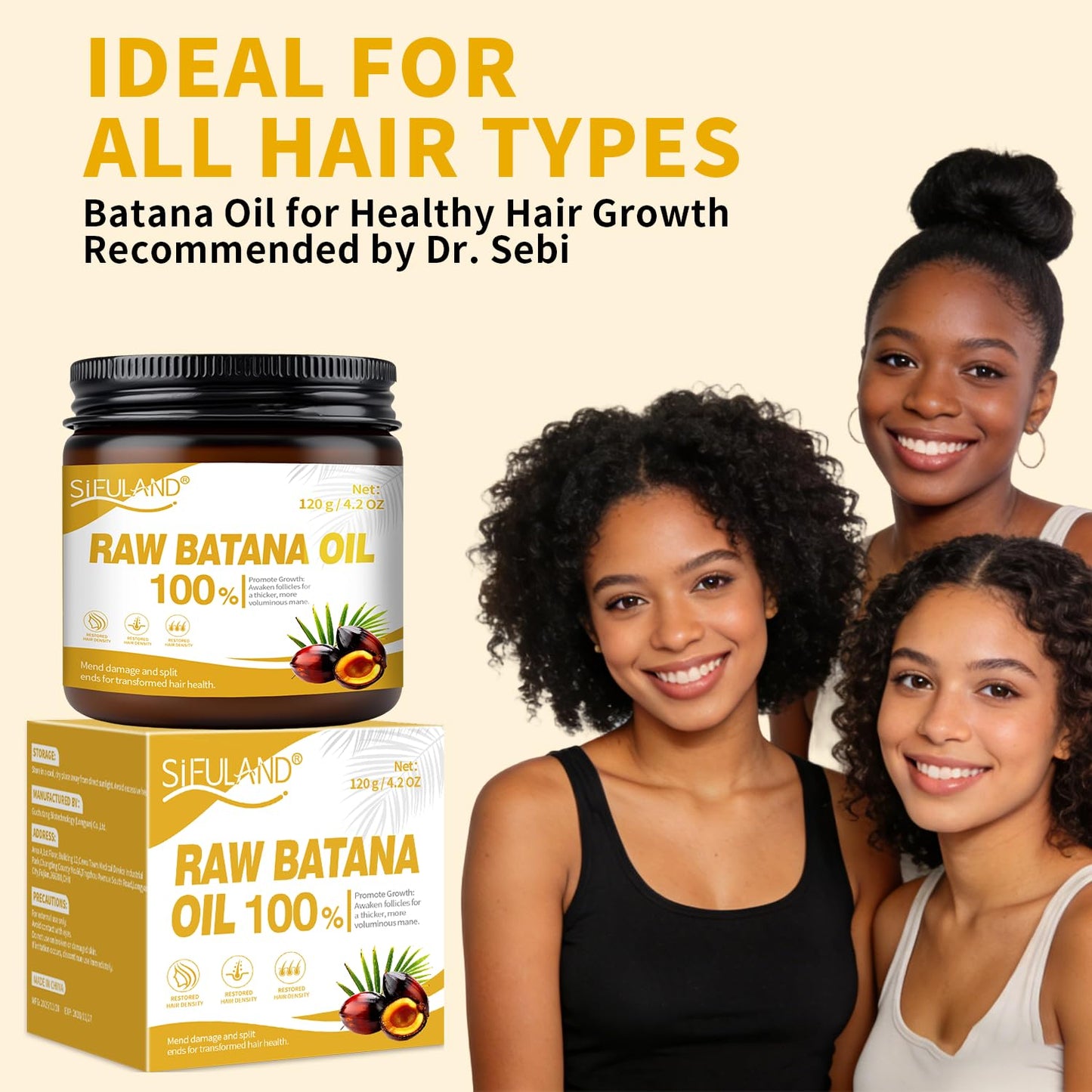 Batana Oil for Hair Growth 100% Raw Organic Batana Hair Mask, Scalp Oil Promotes Hair Thickness, Prevents Loss for Men & Women, 4.2 oz
