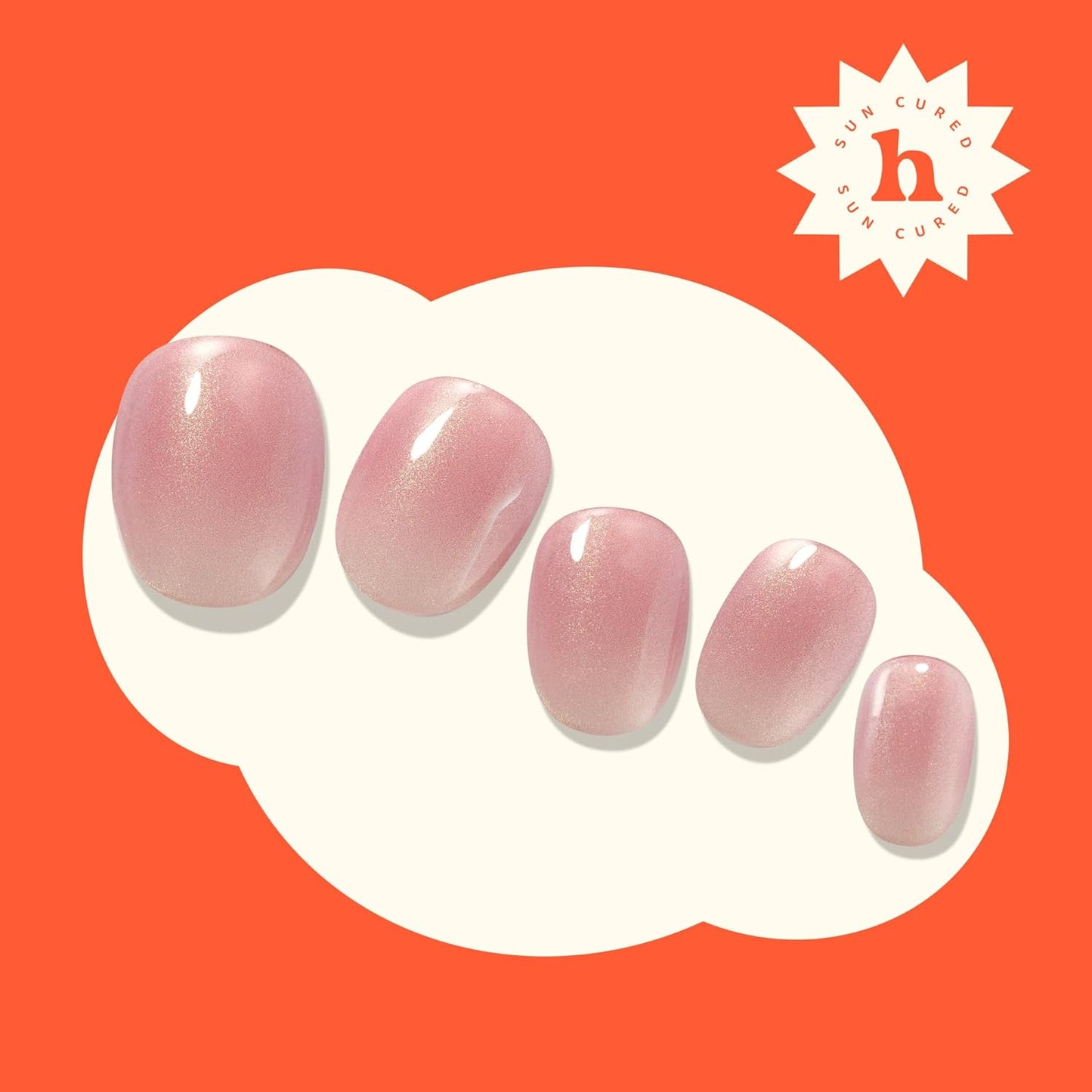 Semi Cured Gel Nail Strips - Glitter Pink Spring Design | Easy Apply & Remove, Salon Quality | 28 Strips, Prep Pads & Nail File Included