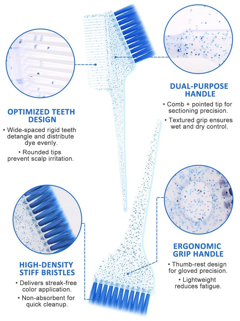 19PCS Hair Bleach Dye Kit - Complete Set with Brush, Bowl, Clips | Ideal for Home Hair Coloring & Highlighting (Blue)
