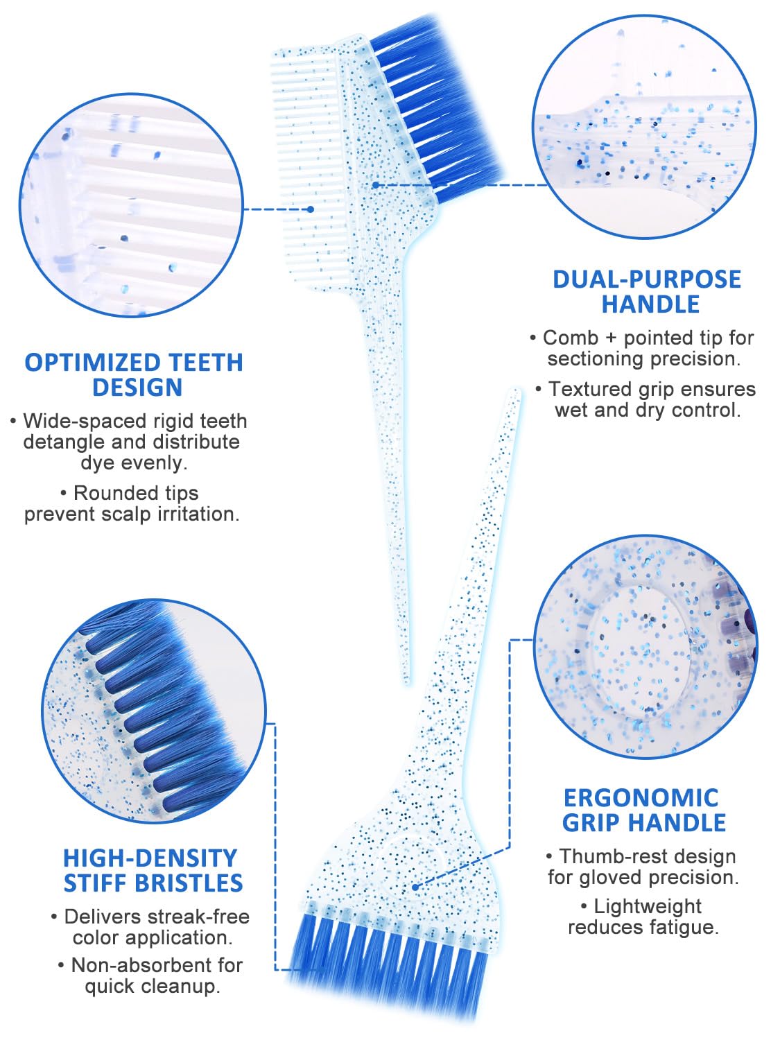 19PCS Hair Bleach Dye Kit - Complete Set with Brush, Bowl & Clips | Ideal for Home Coloring & Highlighting (Blue)