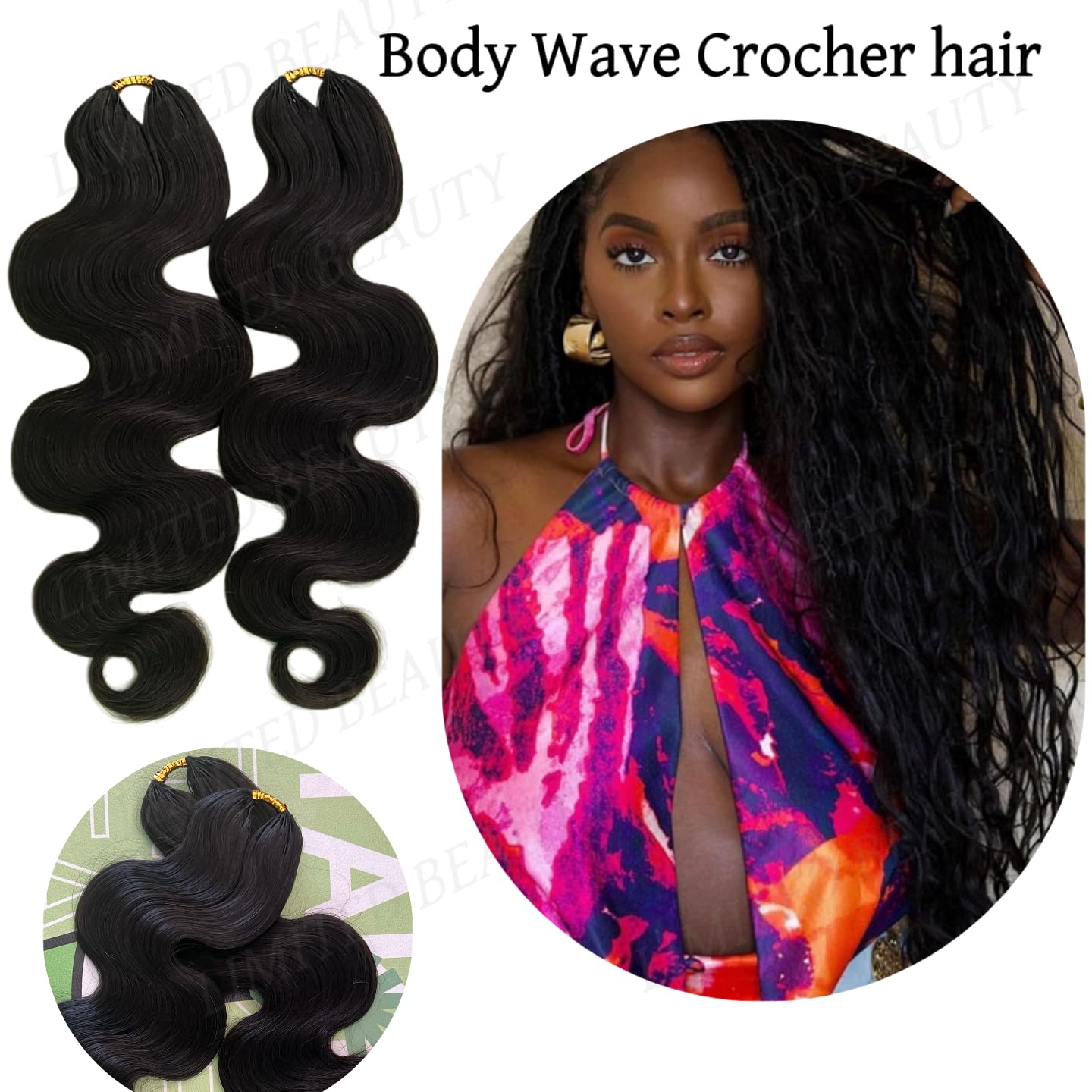Body Wave Feather Crochet Human Hair Extensions Miracle Knots 2pack 100 Roots Knotless Pre-Separated Crochet Braid Hair Extensions Human Hair Natural Color 16inch 120g
