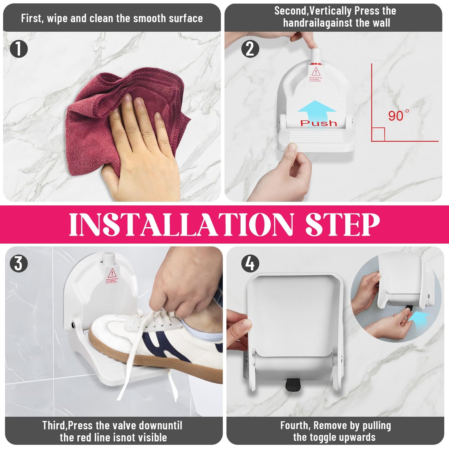 Foot Rest for Shower to Shave Legs, Foldable Shaving Step for Inside Shower, Suction Cup Shower Foot Rest