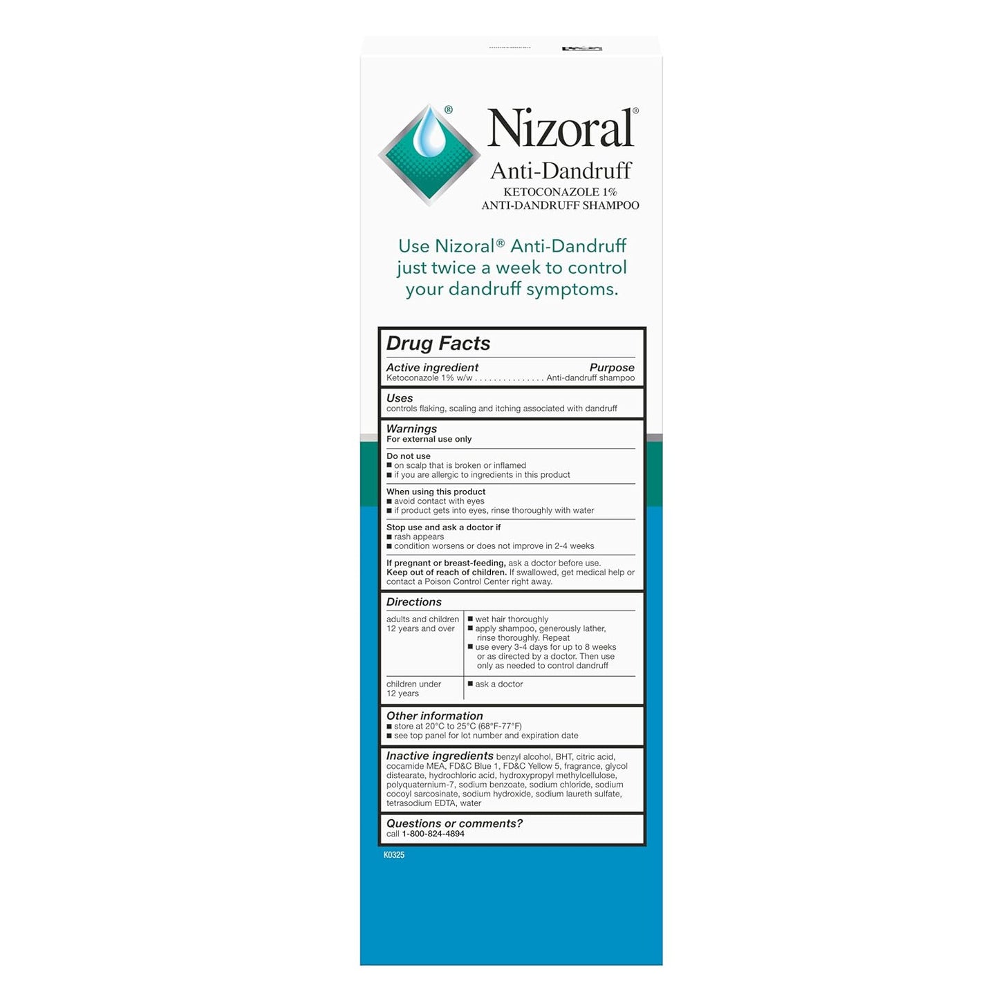 Nizoral Anti-Dandruff Shampoo - 1% Ketoconazole, 14 Fl Oz | Peppermint & Tea Tree Scent, All Hair Types