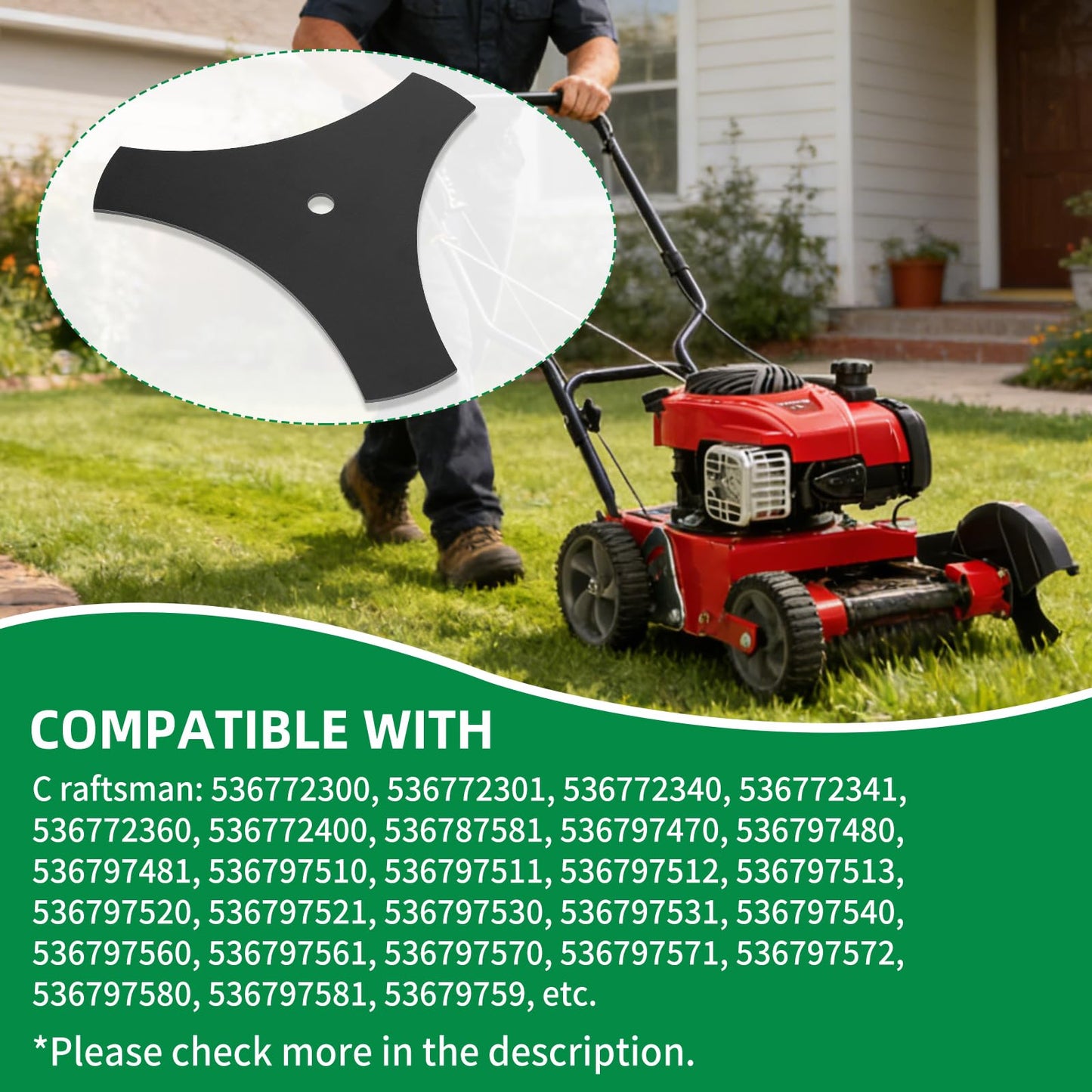 wyevee 71-85716 3-Point 9" Edger Blade, Compatible with Crafts Man Gas Power Edgers & Edger Trimmers, 85716 1/2" Center Hole Blade Fit for 536772300 536772301 536772340, Replace 71-85716 85716