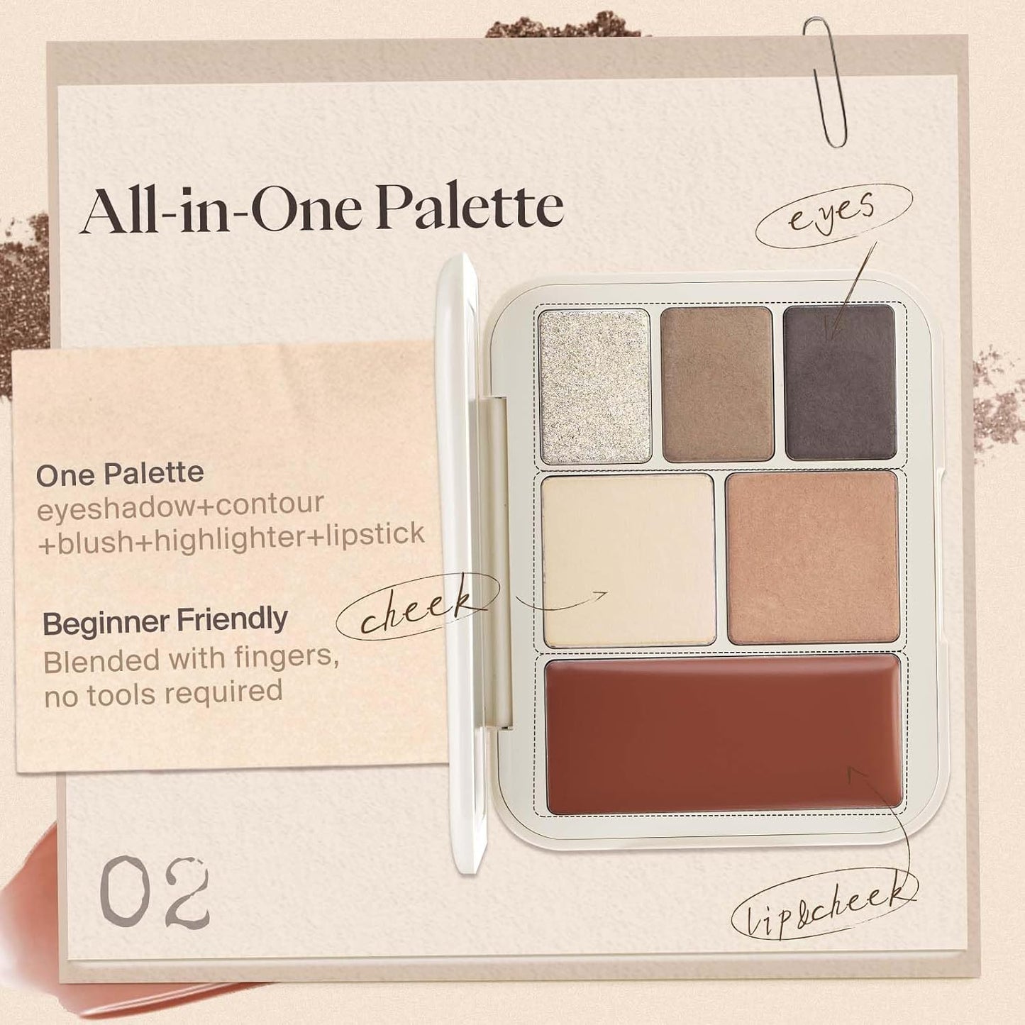 Multi-Use Face Palette - 6 Color Makeup Kit for Eyeshadow, Blush, Contour & Highlighter | Travel-Friendly Design