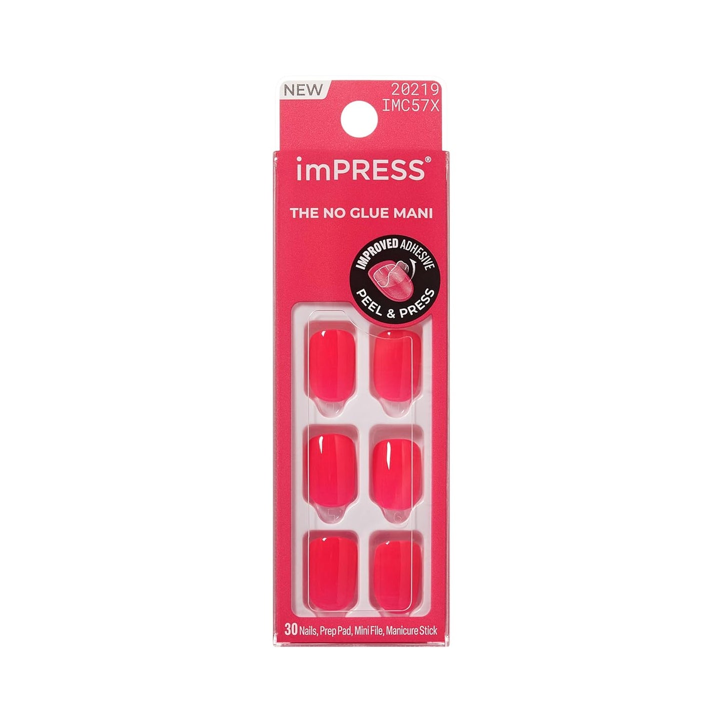 Impress No Glue Press-On Nails - Melting Pink Squoval Shape | 30 Nails, Prep Pad & Manicure Tools