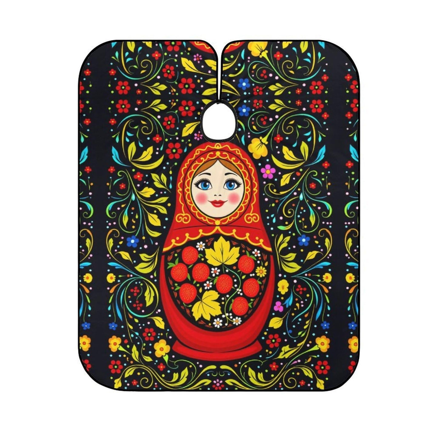 PGDFHGF Russian Doll Floral Adult Barber Apron for Men Women, Soft Durable Hairdressing Cape with Adjustable Snap Closure for Home Use Barbershops Salons