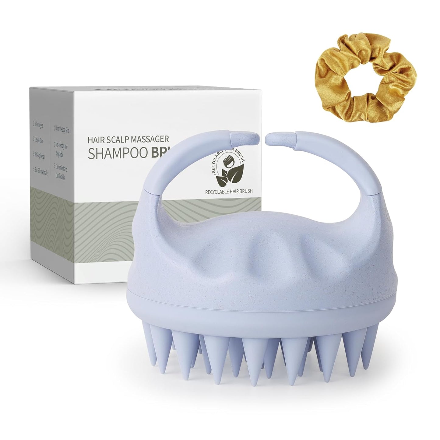Soft Silicone Scalp Massager for Dandruff Removal & Hair Growth | Exfoliating Brush - Beige