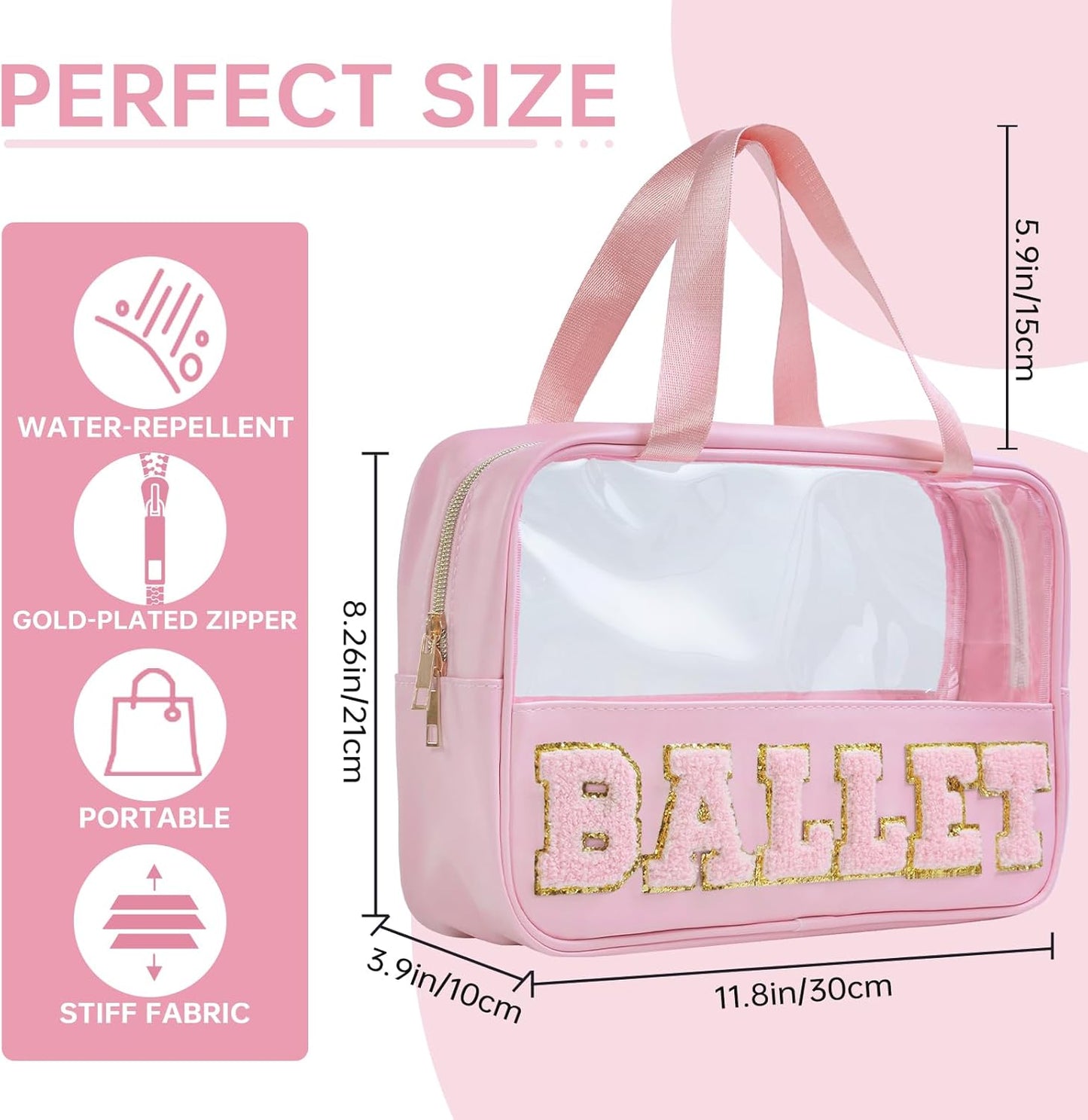 Ballet Bag - Preppy Chenille Letter Makeup Organizer | Waterproof Storage Case for Girls 4-6