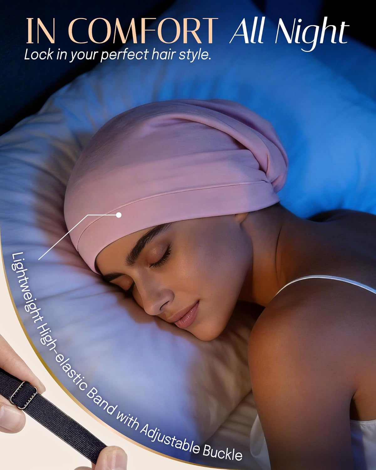 Mulberry Silk Bonnet for Sleeping - Real Silk, Soft & Comfortable | Pink