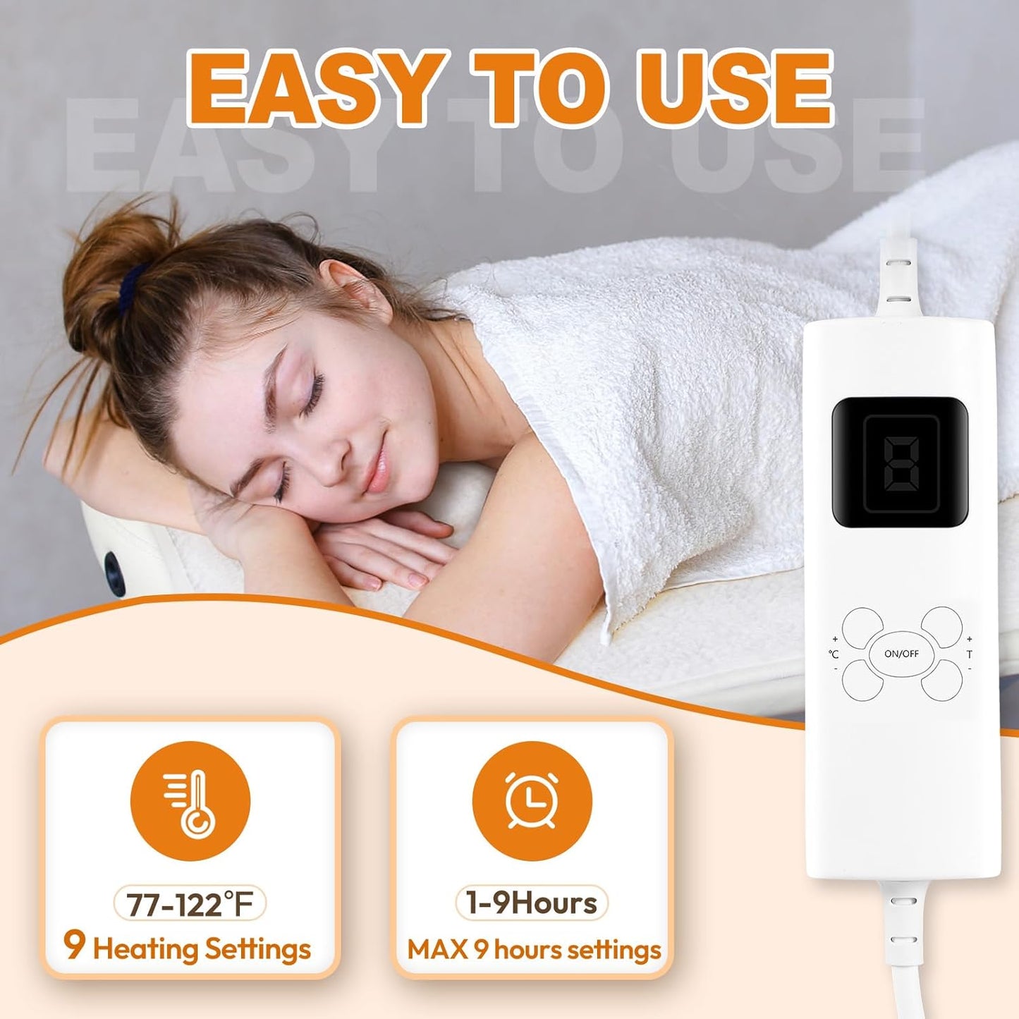 Heated Massage Table Warmer - 9 Heat Settings with Digital Control | 71" x 30", Overheat Protection, White