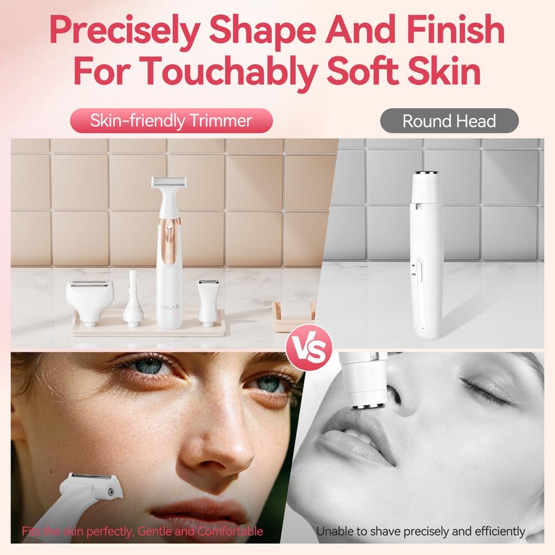 ANLAN 2026 Electric Razors for Women Bikini Trimmer【4in1 Exclusive Painless Blade】 Cordless LED Facial Shaver, Rechargeable Body Hair Removal, 100% Waterproof & Easy Clean, Ideal Beauty Gift for Her
