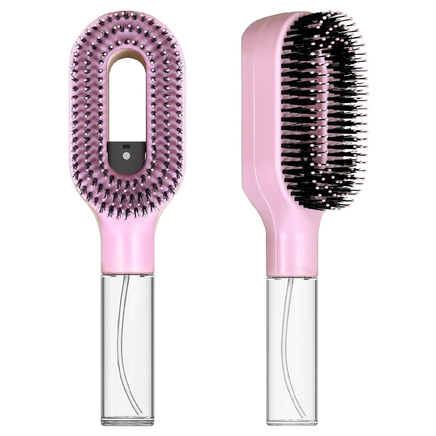 Non-Electric 2-in-1 Detangler Hair Brush with Mister Spray - Wet & Dry for Curly, Wavy & Straight Hair | 50ml Reservoir (Black)