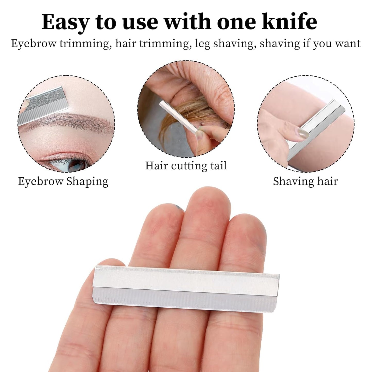Bezall 50Pcs Single Edge Razor Blades, Stainless Steel Straight Razor Blade Refills, Eyebrow Trimmer Facial Hair Blades for Women and Men
