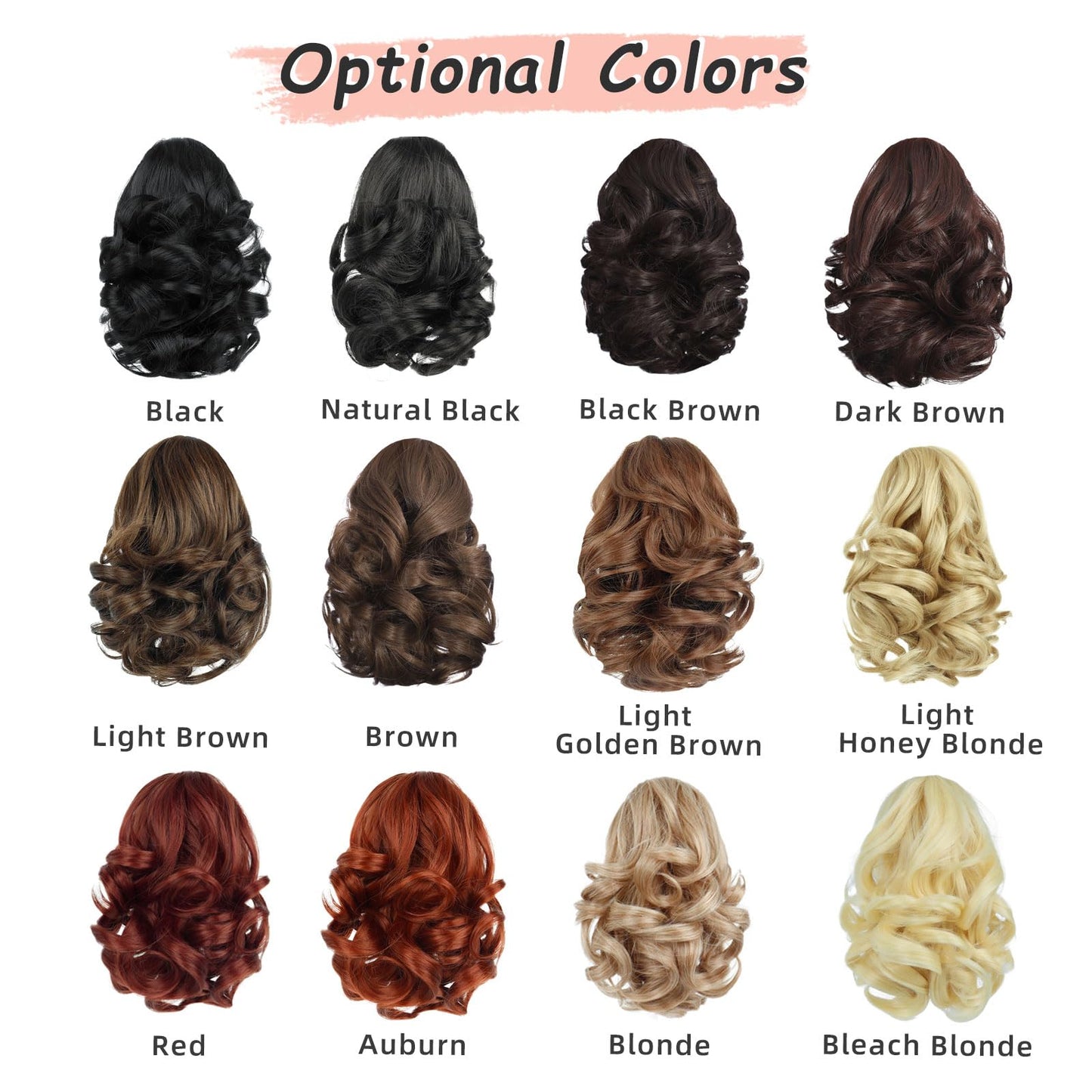 HEWEICSY Ponytail Extension, Clip on Ponytails for Women, 9" Claw Clip in Short Curly Wavy Pony Hair Extension for Women - Light Golden Brown