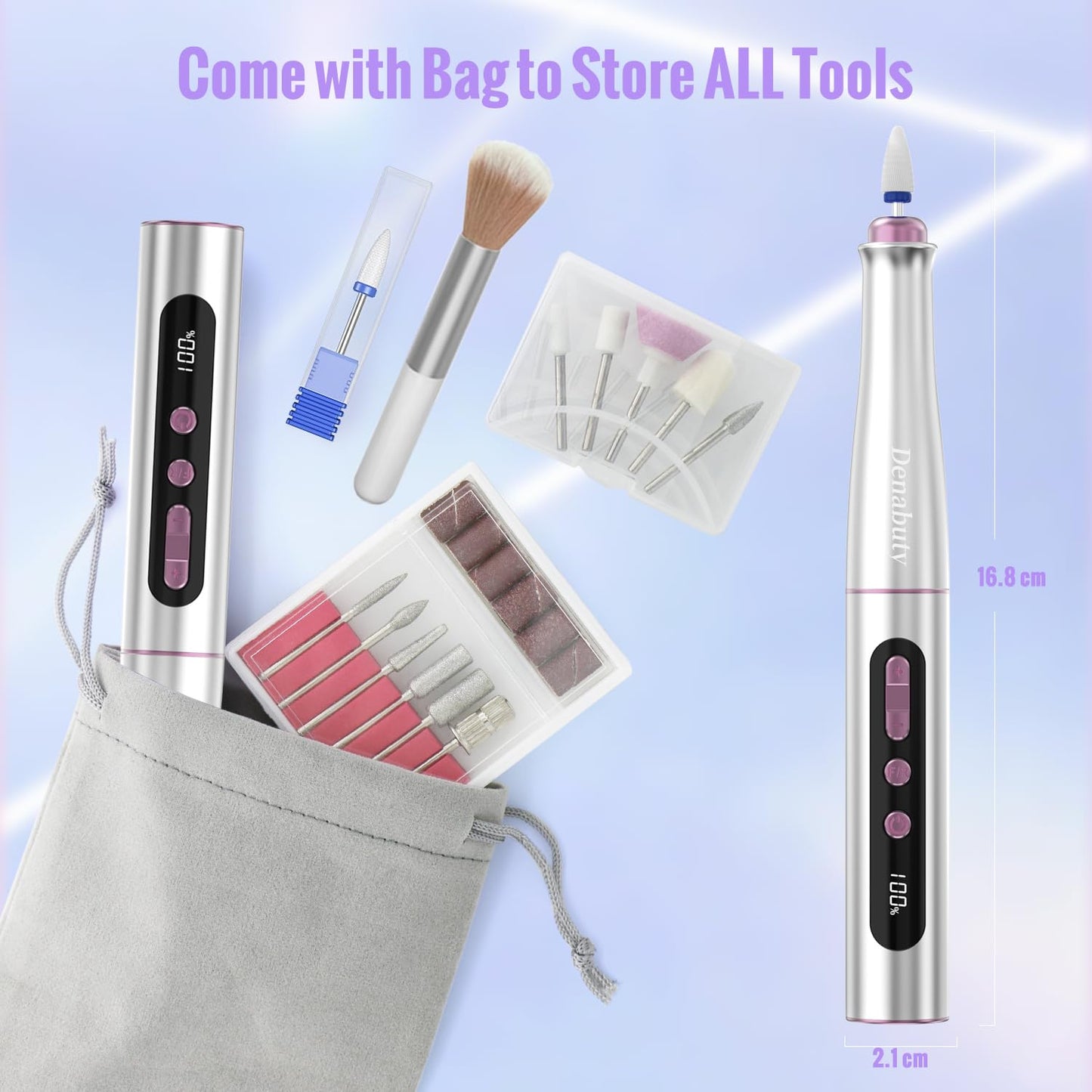 Cordless Electric Nail Drill Machine - 35000RPM Professional E-File Kit | 13-in-1 Manicure & Pedicure Set