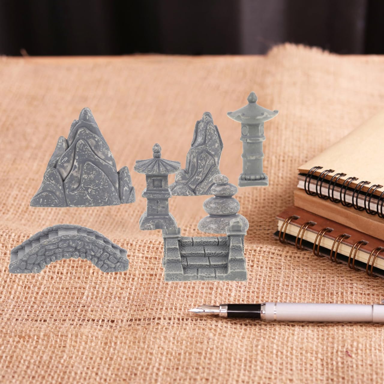 POPETPOP 13 Pcs Miniature Asian Decor, Mini Figurines Stone Pagoda, Japanese Lantern Style for Fish Tank Aquarium & Asian Garden Decor