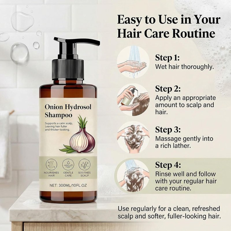 Onion Hydrosol Shampoo for Hair Growth - Rosemary & Biotin Formula | 10 fl. oz. for Thickening & Strengthening