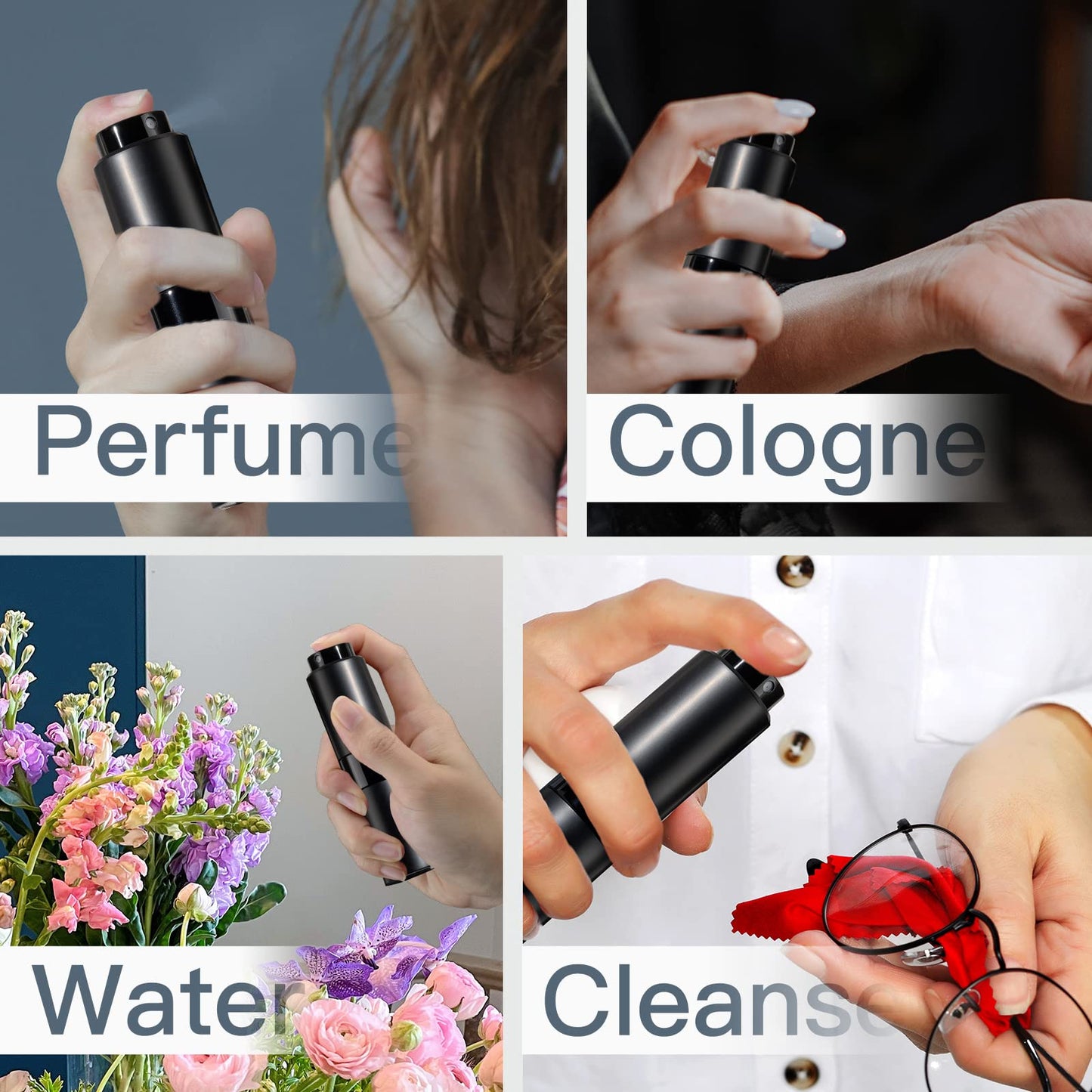 owlyee 20ML Perfume Atomizer, Travel Cologne Spray Bottle, Mini Empty Sprayer Dispenser (Black,4PCS)