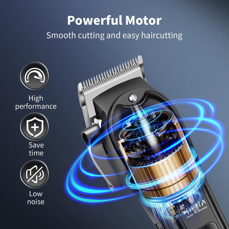 HIENA PRO Professional Hair Clipper for Men, Electric Barber Clipper & Trimmer, Cordless Rechargeable Hair Cutting Clippers, Men's Hair Cutting Tools(Black)