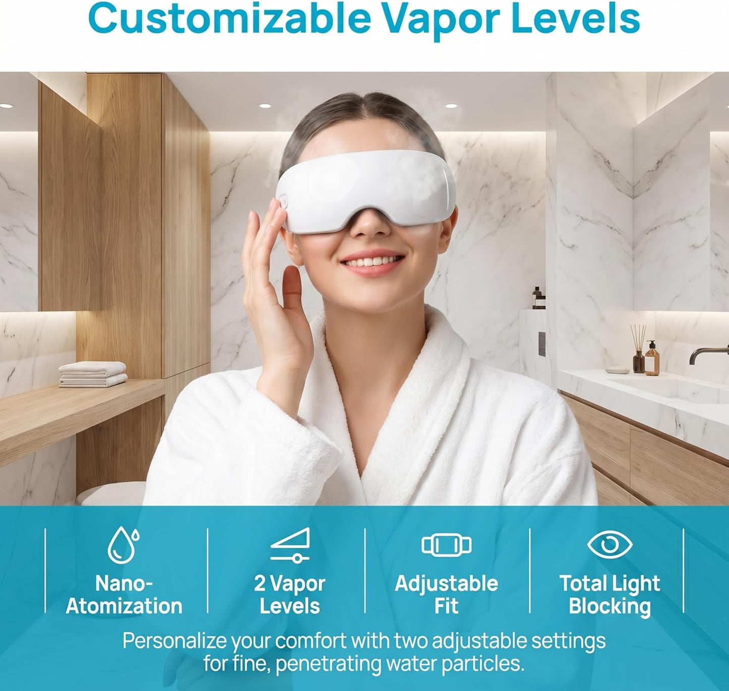Eyes Steamer for Dry Eyes - Warm Heated Eye Mask with Adjustable Moist Heat | Perfect for Screen Time & Relaxation