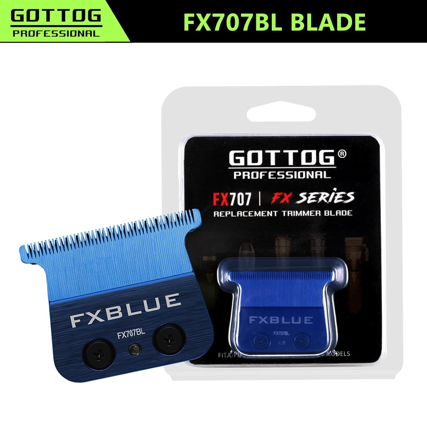 FX707BL Replacement Blades - Zero-Gapped Compatible Blades for FX787 & FX726 Trimmers | Blue