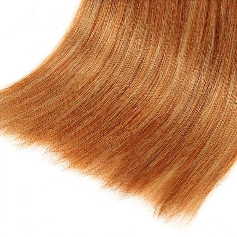 Blonde Human Hair Bundles P27/30 Straight Bundles 24 24 24 Inch Brazilian Virgin Soft and Silky Remy Hair Extensions 2 Tone Honey Blonde and Light Brown Bundle Double Weft Hair Weave