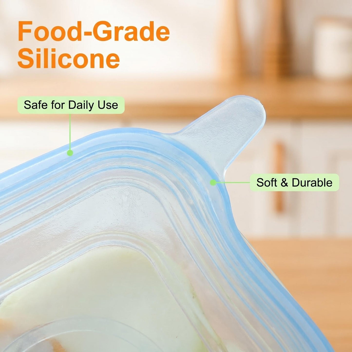 Silicone Stretch Lids 12 Pack, Reusable Food Grade Bowl Covers, 6 Sizes Round Rectangle for Food Storage Fridge