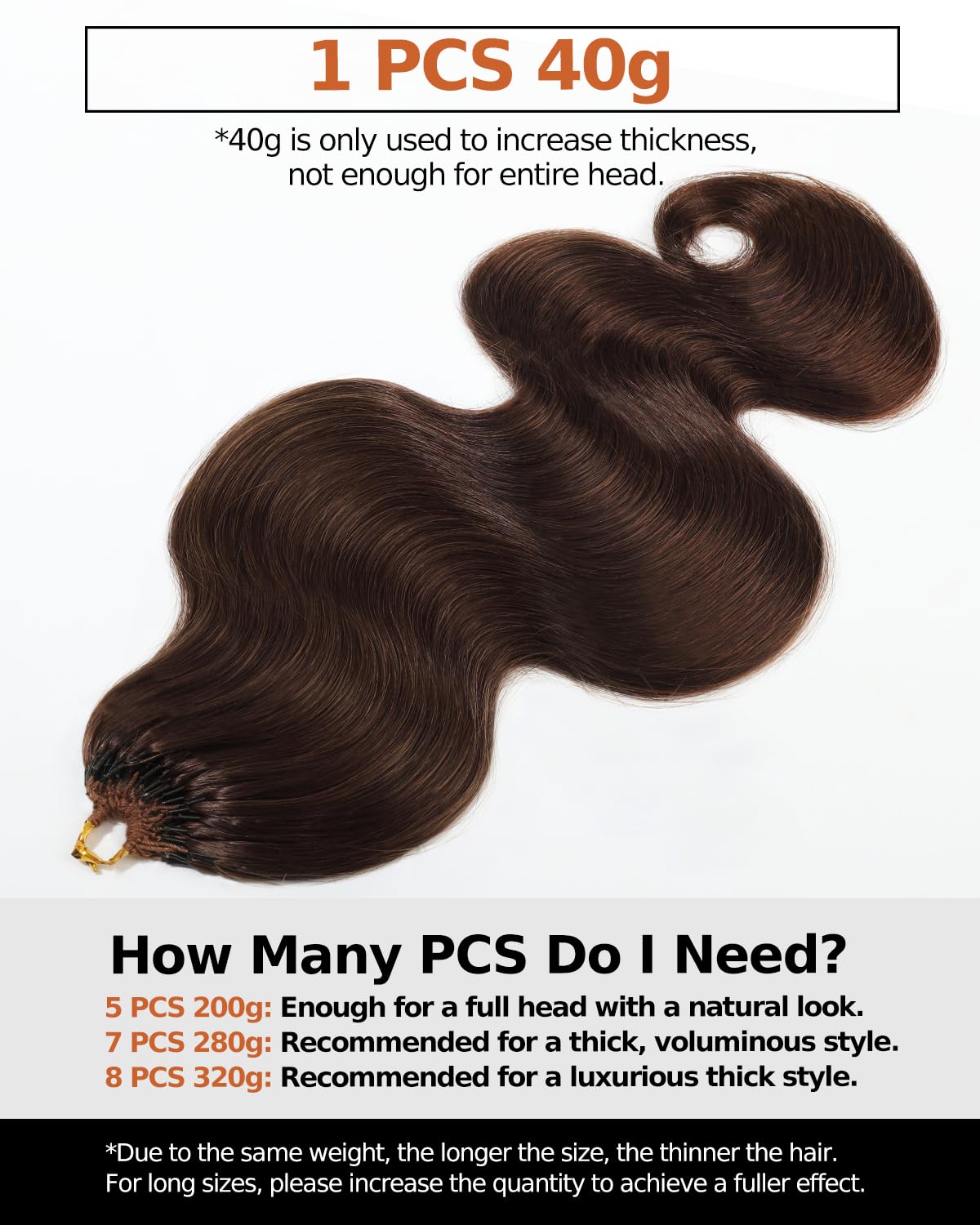 BEEOS Body Wave Crochet Human Hair #4 Brown, Pre-Separated Knotless Feather Crochet Hair for Black Women, Reusable Invisible String 40g 18 Inch