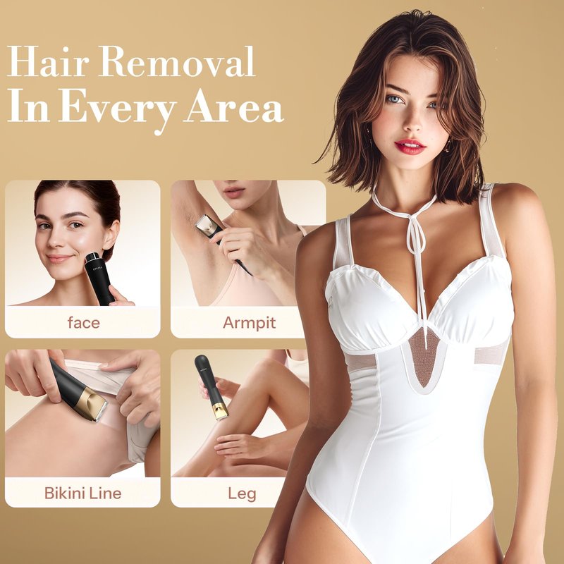 Bikini Trimmer for Women, Flyant 2 in 1 Electric Shaver for Women, Pubic Hair Trimmer Waterproof IPX7 with LED, Bikini Razor for Leg Arm Underarm Bikini Area - Black Gold
