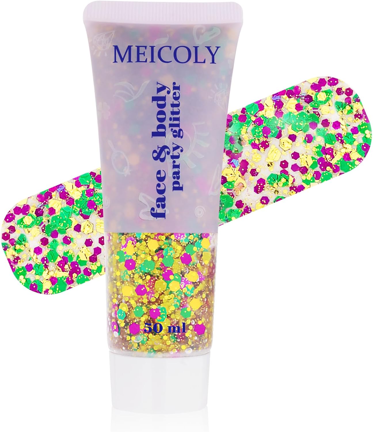 Red White and Blue Hair Glitter - Self-Adhesive Waterproof Face Glitter for 4th of July | Firework Ribbon Sequins