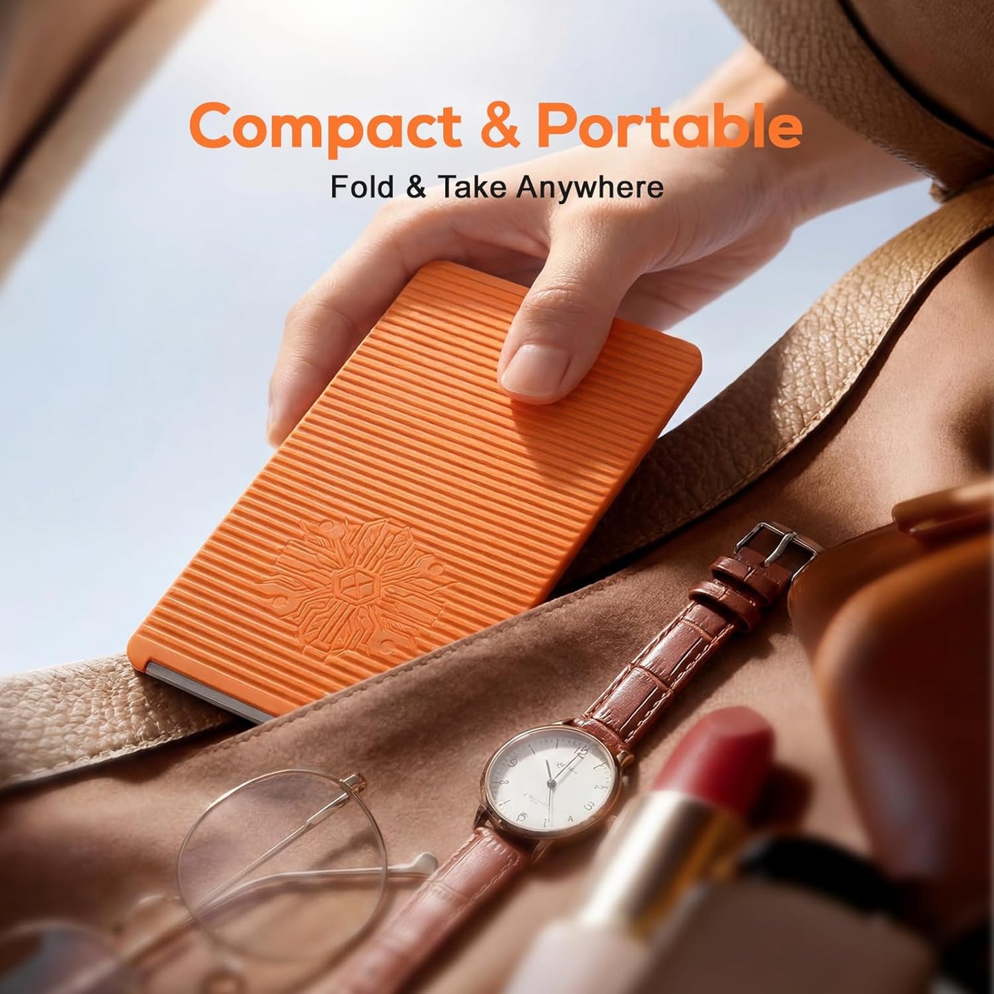 Adjustable Silicone Phone Stand - Anti-Slip Foldable Holder for Tablets & Laptops | Orange