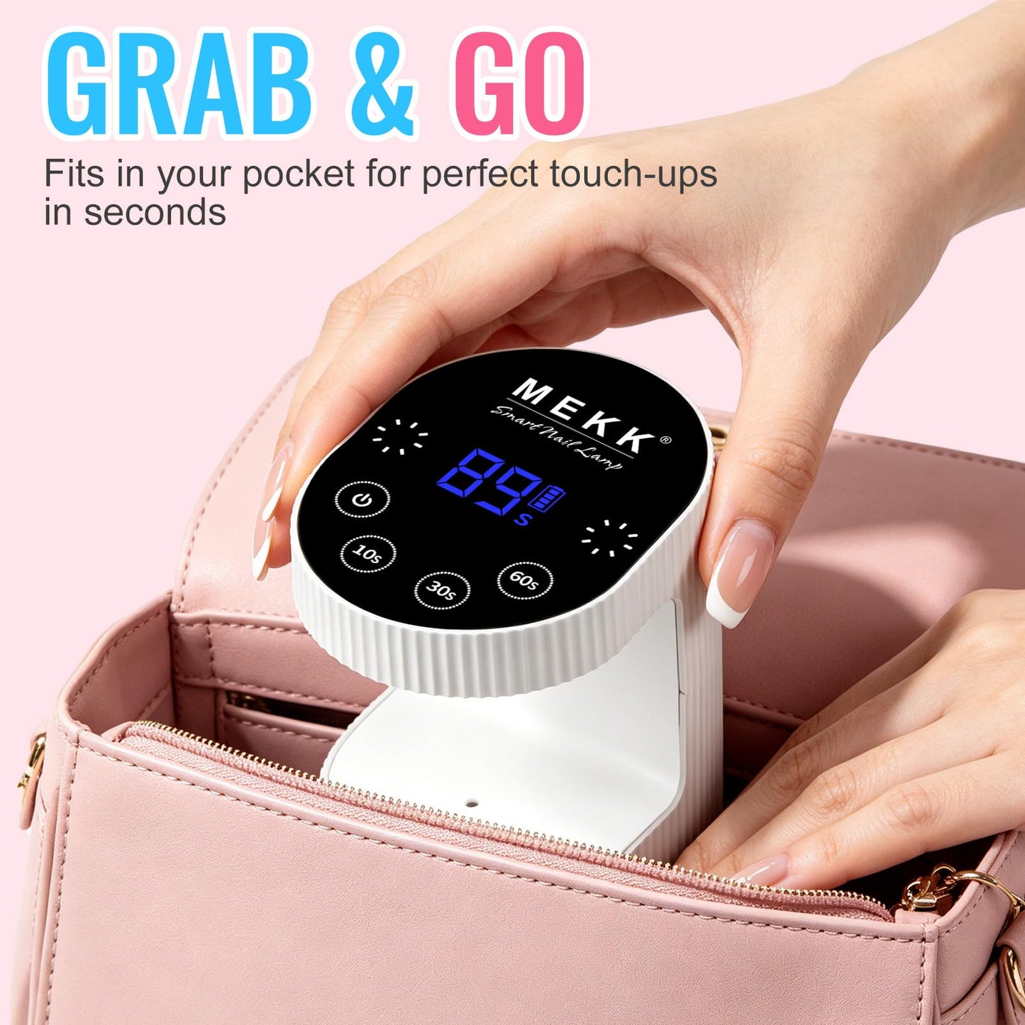 MEKK Cordless Mini UV Light for Gel Nails - 24W Rechargeable Mini UV LED Nail Lamp with Touch Control & Auto Sensor,Small Flash Cure Lamp,4 Timers,Portable Nail Light for Tavel & Home Use(White)
