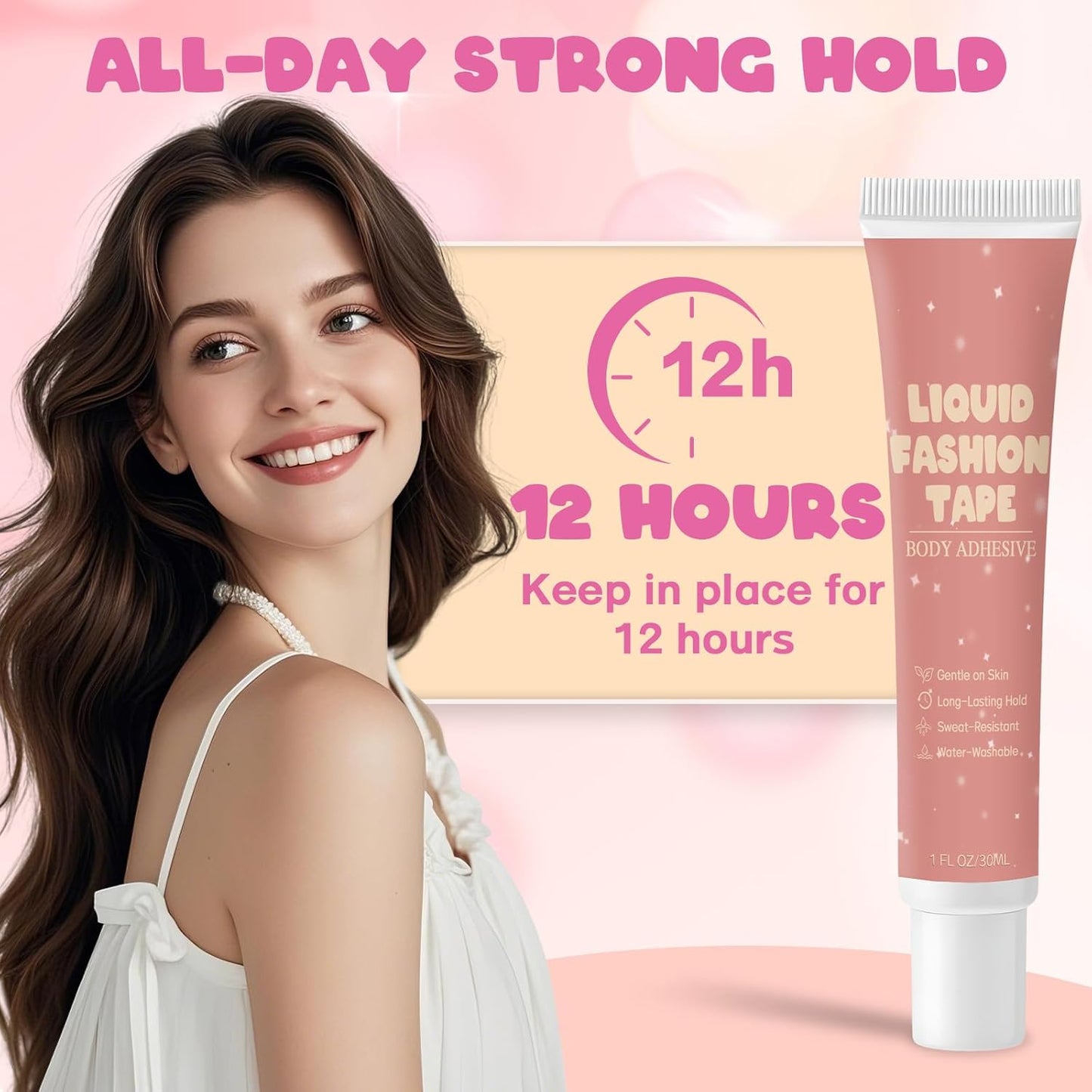 Body Adhesive for Clothing - Sweat Resistant & Long Lasting Glue for Dancers, Wigs, Bras | 30ml