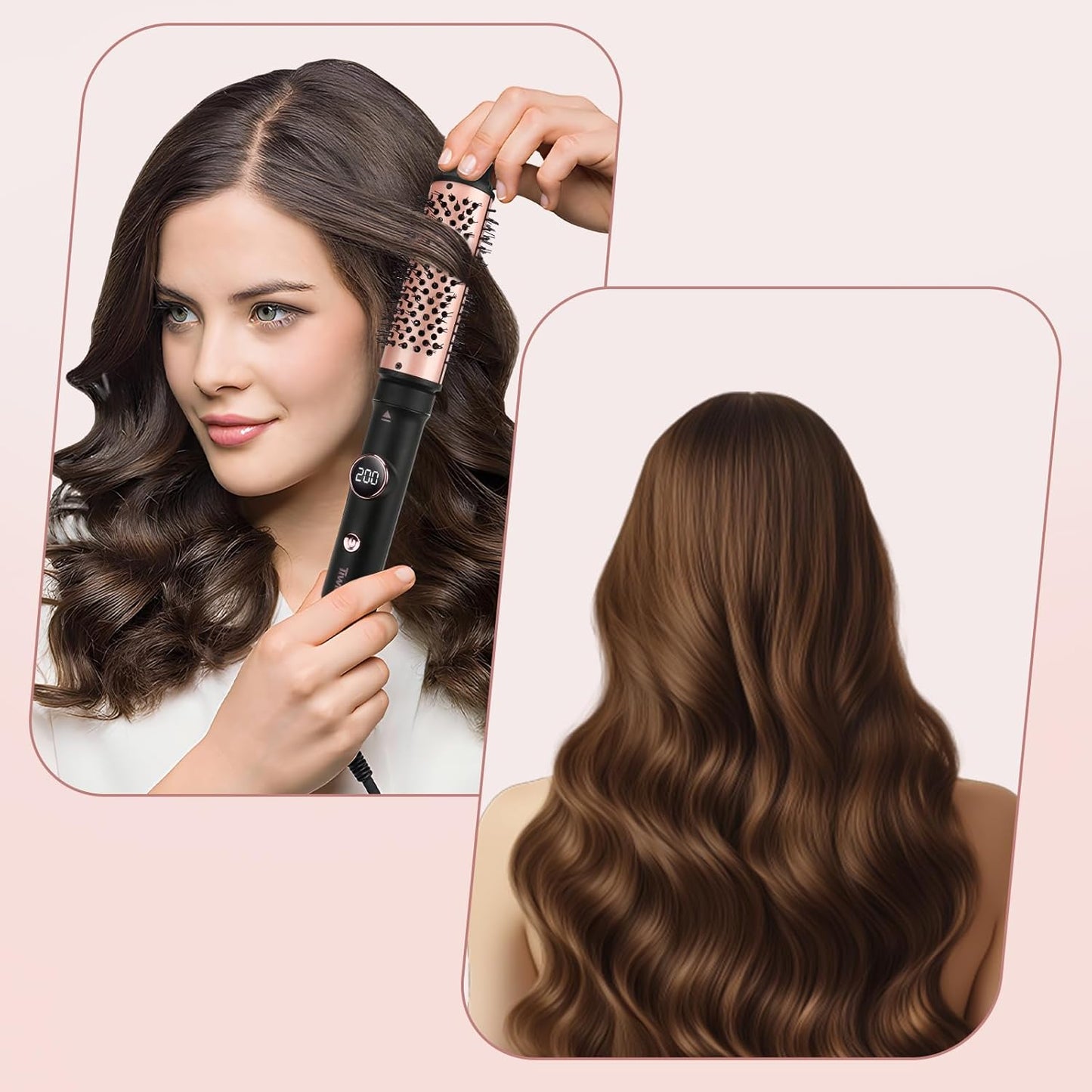 3-in-1 Heated Round Thermal Brush Set - Adjustable Temp, Fast Heating Titanium Ceramic | Detachable Barrels (1.18/1.5/1.77 Inches)