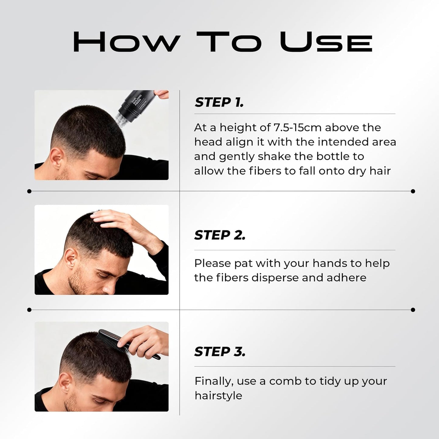 Hair Thickening Fibers - Waterproof Color Powder for Thinning Hair | 28g Black Fill-In for Men & Women