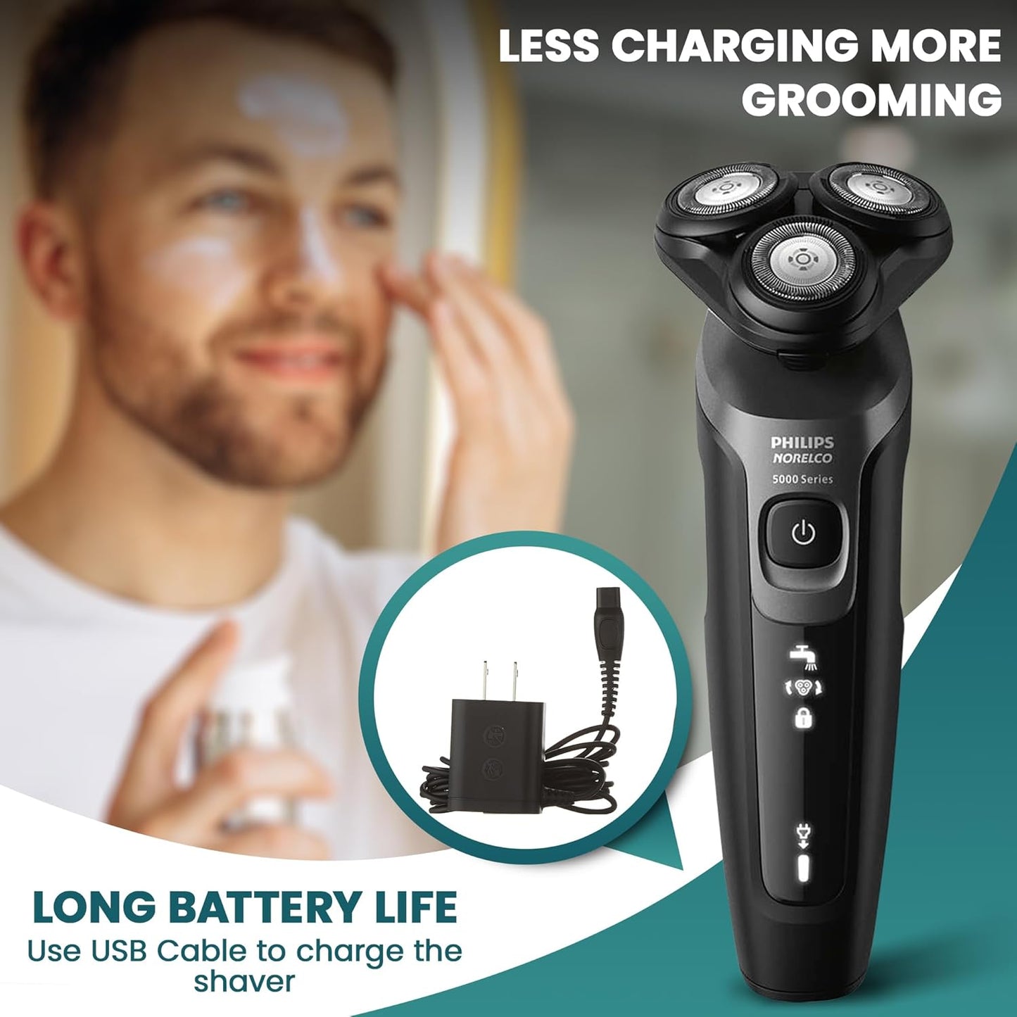 Philips Electric Shaver for Men - Rechargeable AquaTouch Wet & Dry with Comfort Cut Blades | Cordless 5D Flex Head Razor