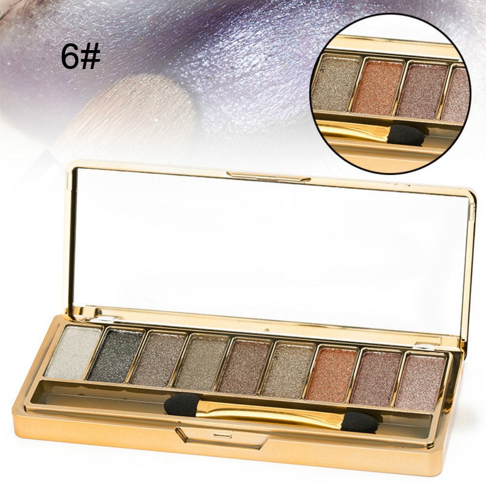 Sparkle Eyeshadow Palette - 9 Color Shimmer Makeup Set with Gold Glitter | Highly Pigmented Diamond Shades