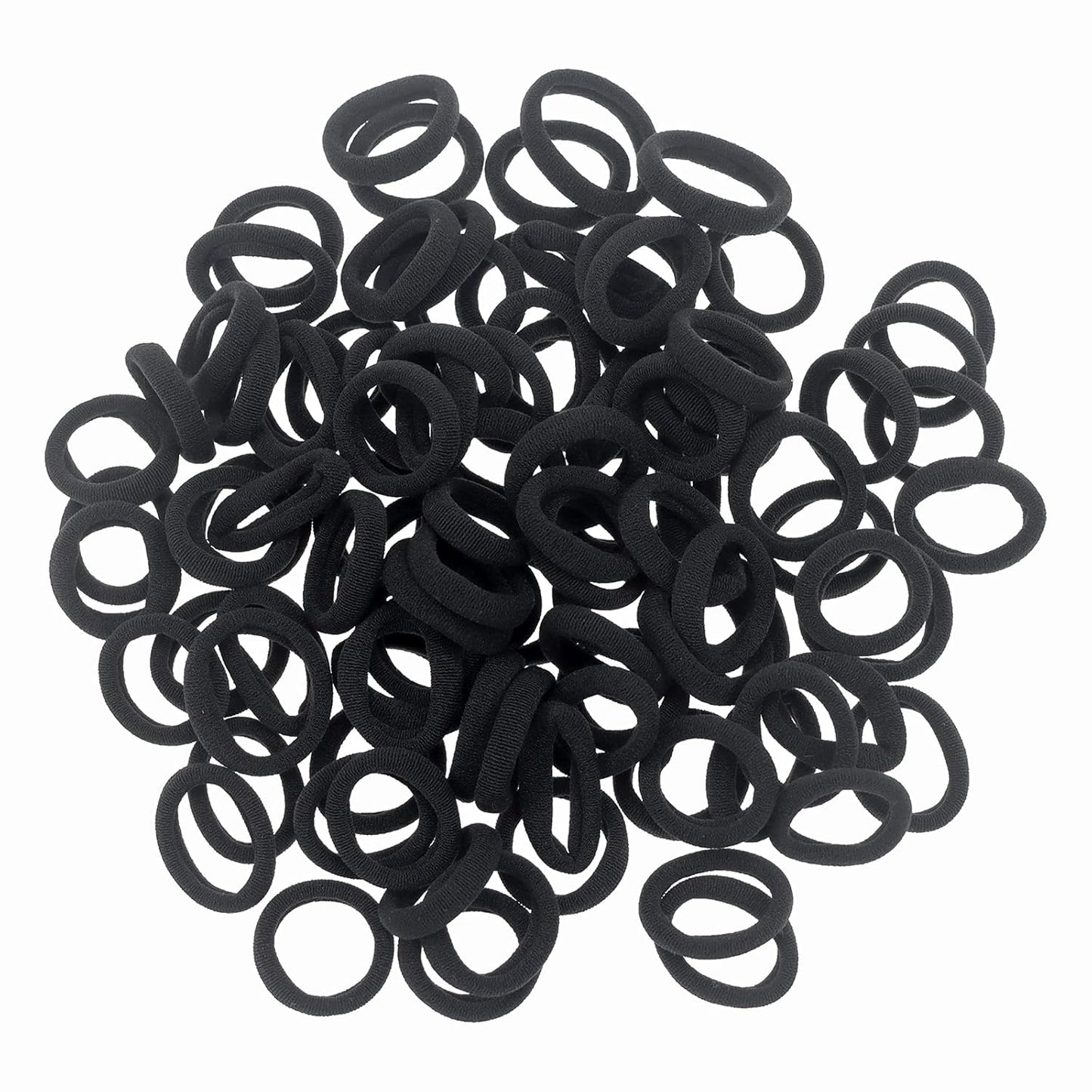 Nylon Hair Ties - 100 Pack Black Seamless Ponytail Holders for Toddlers & Baby Girls