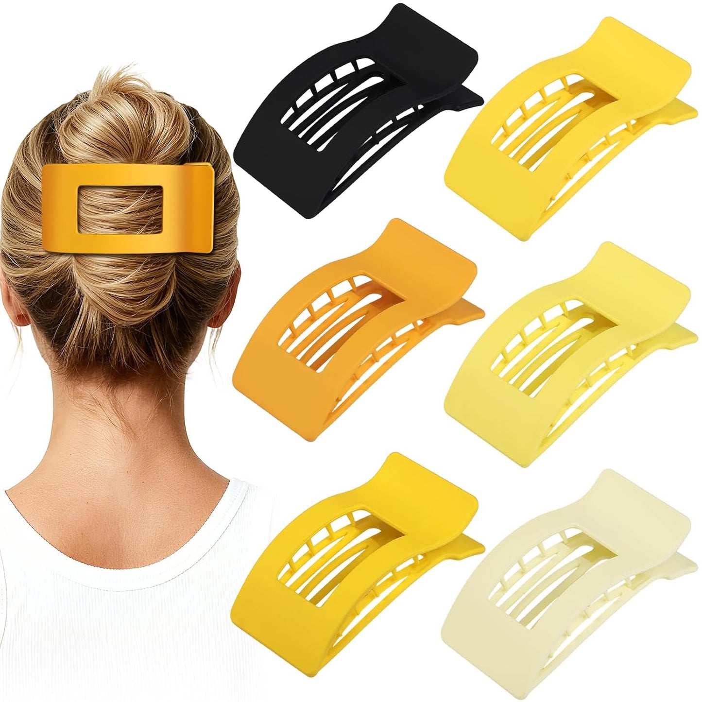 French Flat Hair Clips - 6pcs Matte Claw Clips for Thick or Thin Hair | Non-Slip Strong Hold Accessories
