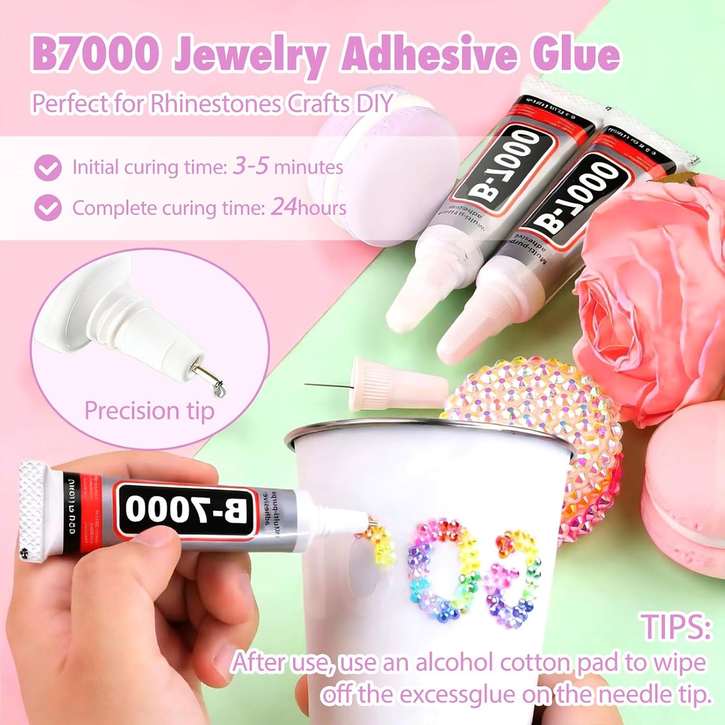 Flatback Rhinestones Bedazzling Kit - 40 Colors, 40000 Pcs with 3 Bottles B7000 Glue for Crafts | Jewelry, Clothes, Nails