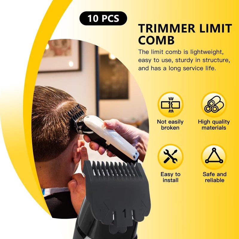 Zafina-UP 10-Piece Hair Clipper Guards Cutting Combs Fit for Limural K11S/Novah HCL-001/Surker K7S/K9C/K9S - Black
