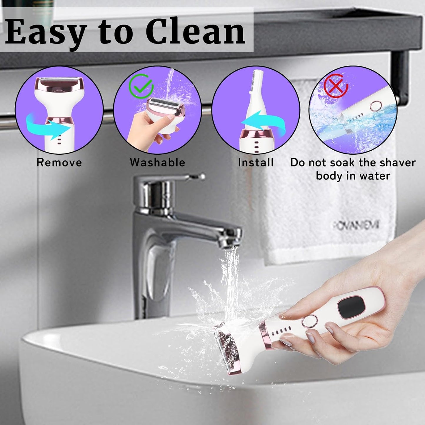 Electric Razor for Women & Men - 4-in-1 Rechargeable Shaver with LED Display | Painless Hair Removal for Face, Body, Legs, Bikini (White)
