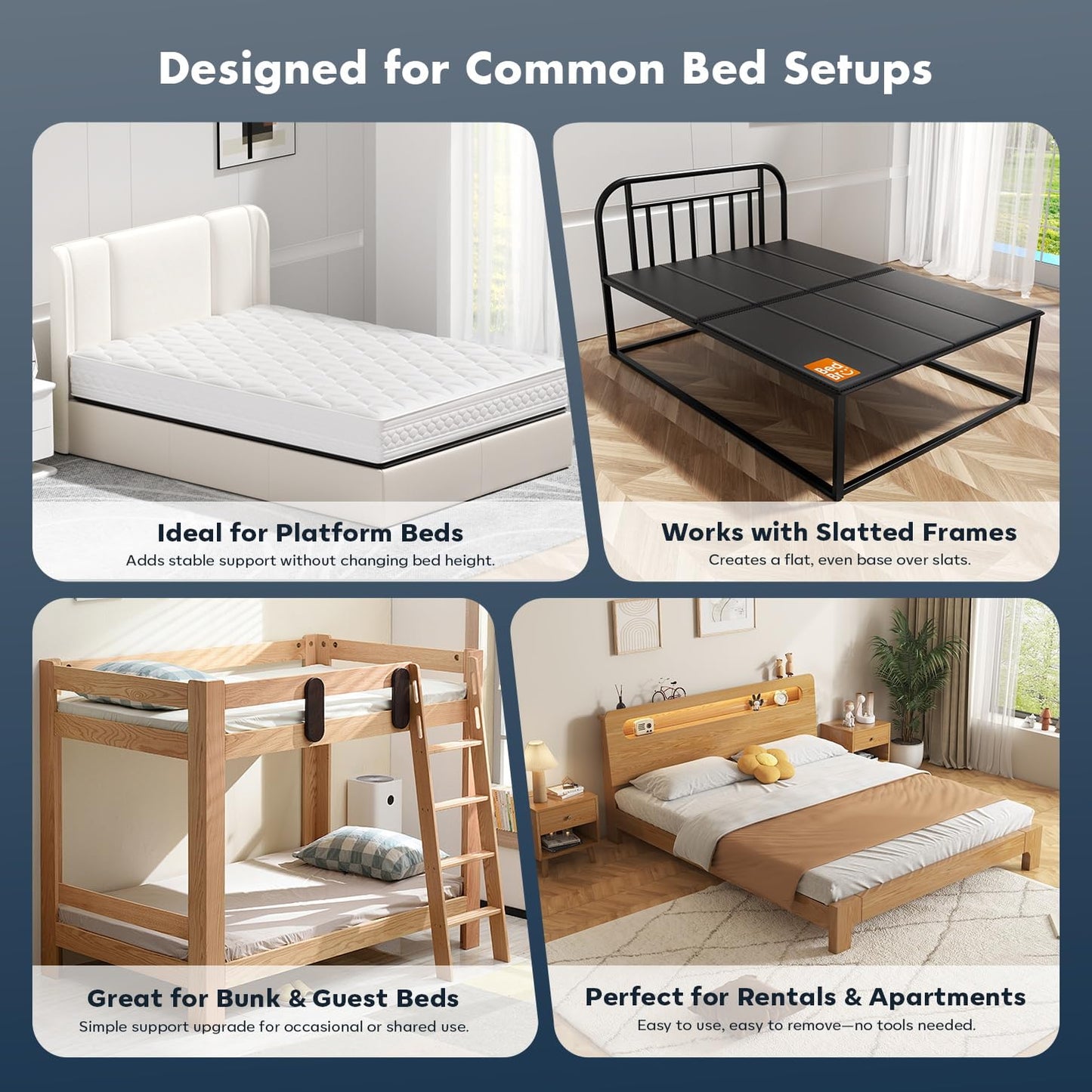 BedBro California King Bunkie Board 10mm (72" x 84") – Black Under Mattress Support, Anti-Sag & Noise-Free, Breathable Low Profile Bed Board for Metal Frame, Platform & Slatted Beds