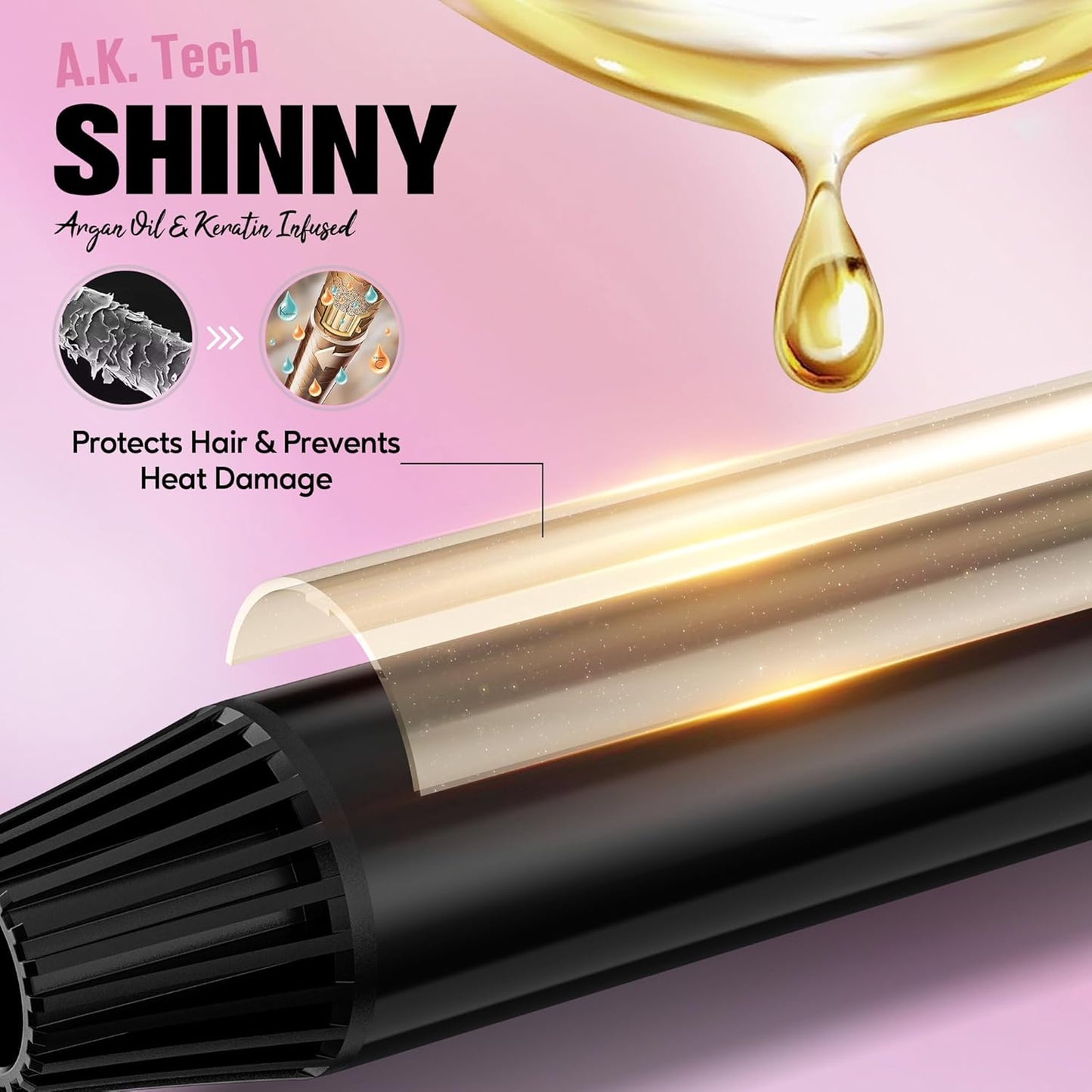 Farery Long Barrel Curling Iron - 1.25 Inch for Long Hair, Argan Oil Infused, 11 Adjustable Temps | Includes Clips & Silicone Pad